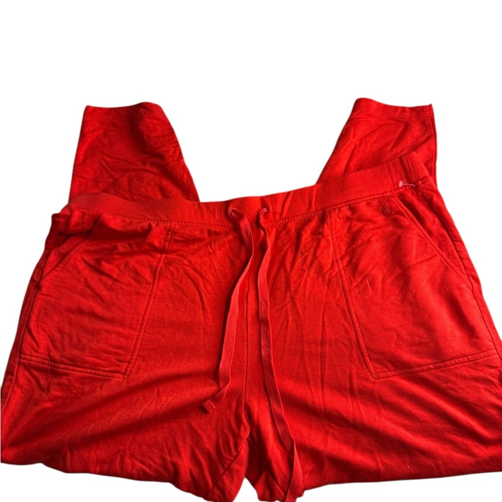 Soft Knit Wide Leg Drawstring Pants Red High‎ Rise Lounge Trousers